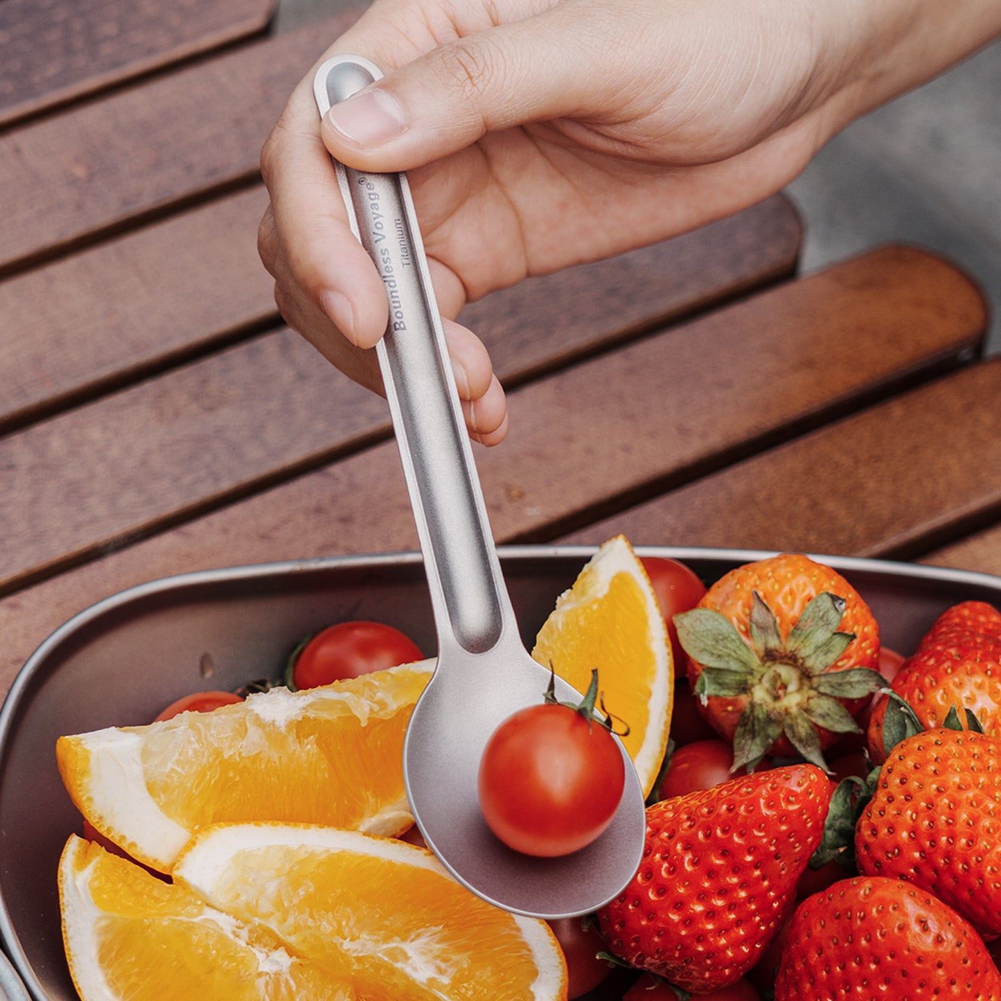 Boundless Voyage Titanium Spoon 16.7cm – Ultralight Camping Spoon with Storage Bag for Travel, Outdoor & Everyday Dining