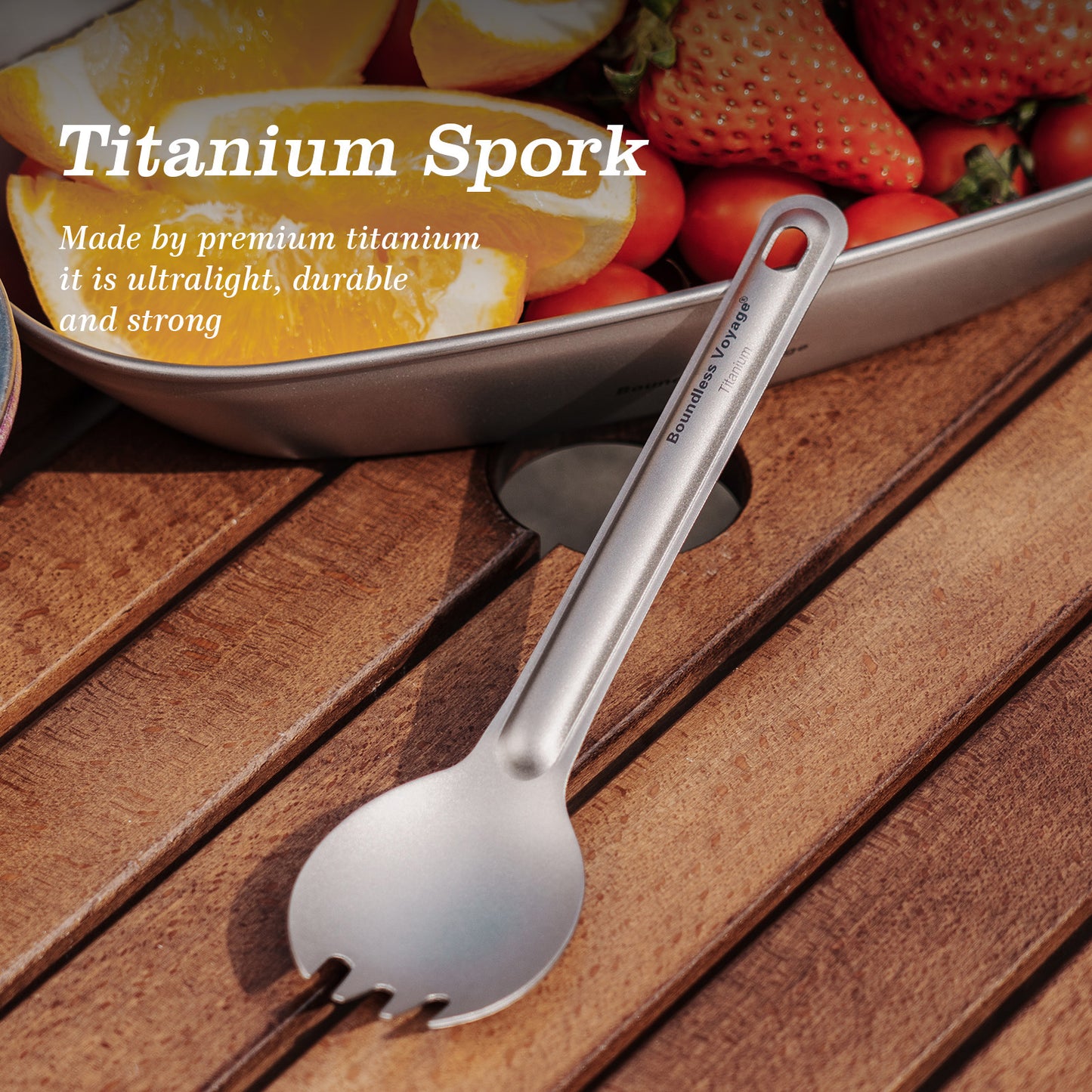 Boundless Voyage Titanium Spork – Ultralight Camping Spoon Fork with Storage Bag for Travel, Hiking & Outdoor Dining