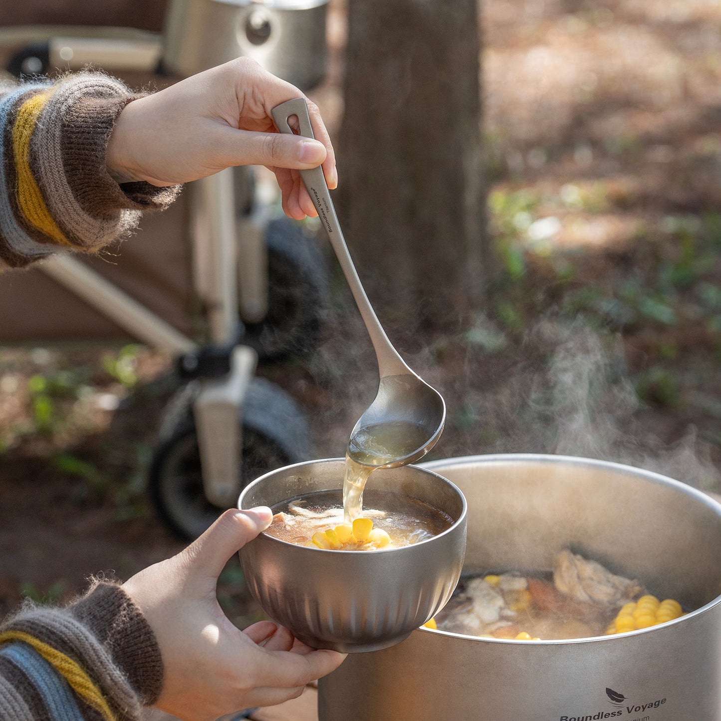 Boundless Voyage Titanium Soup Spoon – Ultralight Camping Tableware for Hiking, Travel & Outdoor Dining