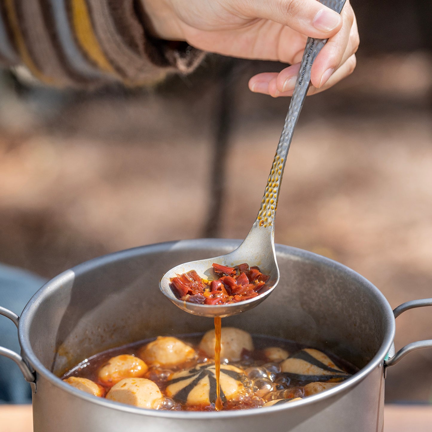 Boundless Voyage Titanium Skimmer Spoon – Ultralight Camping Slotted Spoon for Cooking, Frying & Outdoor Dining