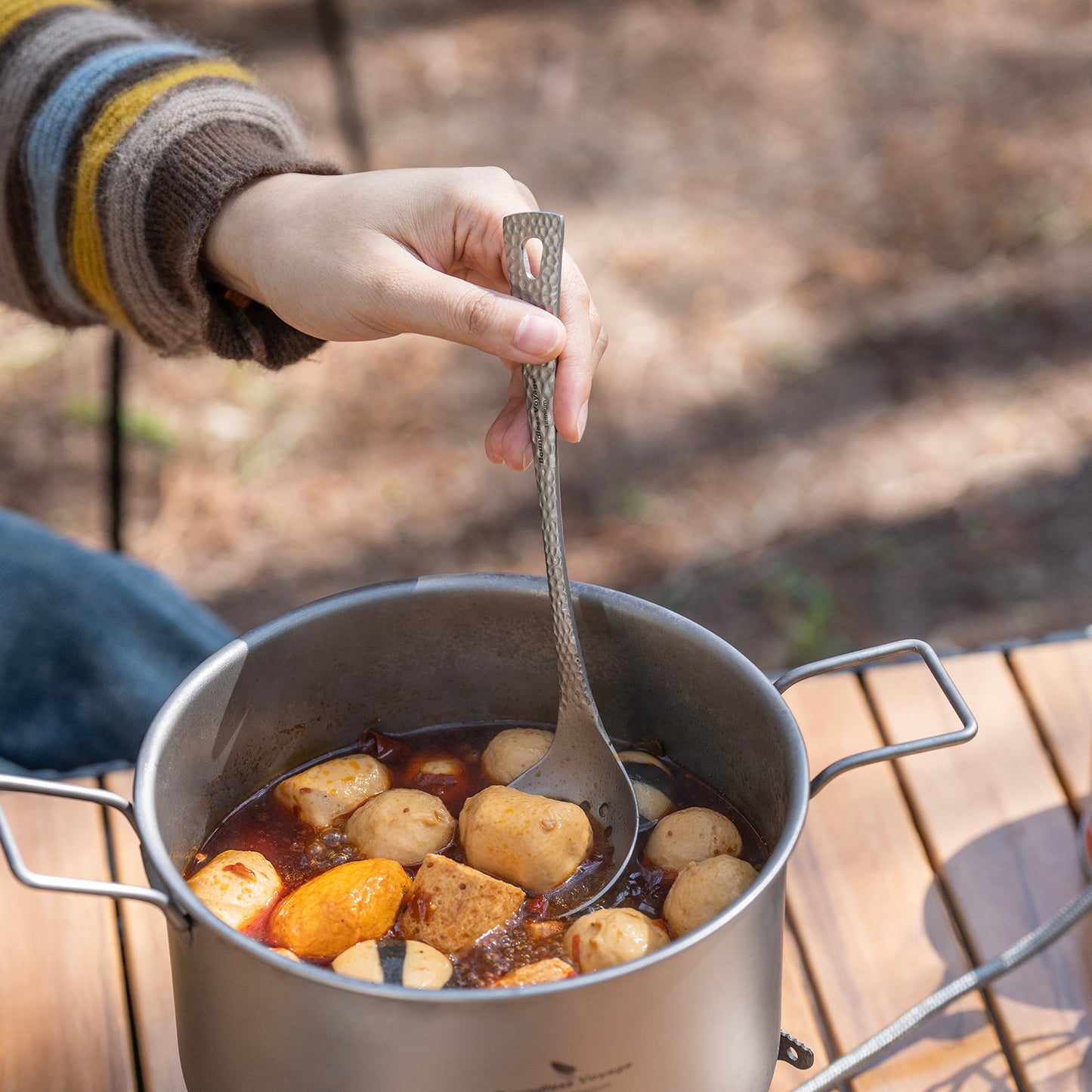 Boundless Voyage Titanium Skimmer Spoon – Ultralight Camping Slotted Spoon for Cooking, Frying & Outdoor Dining
