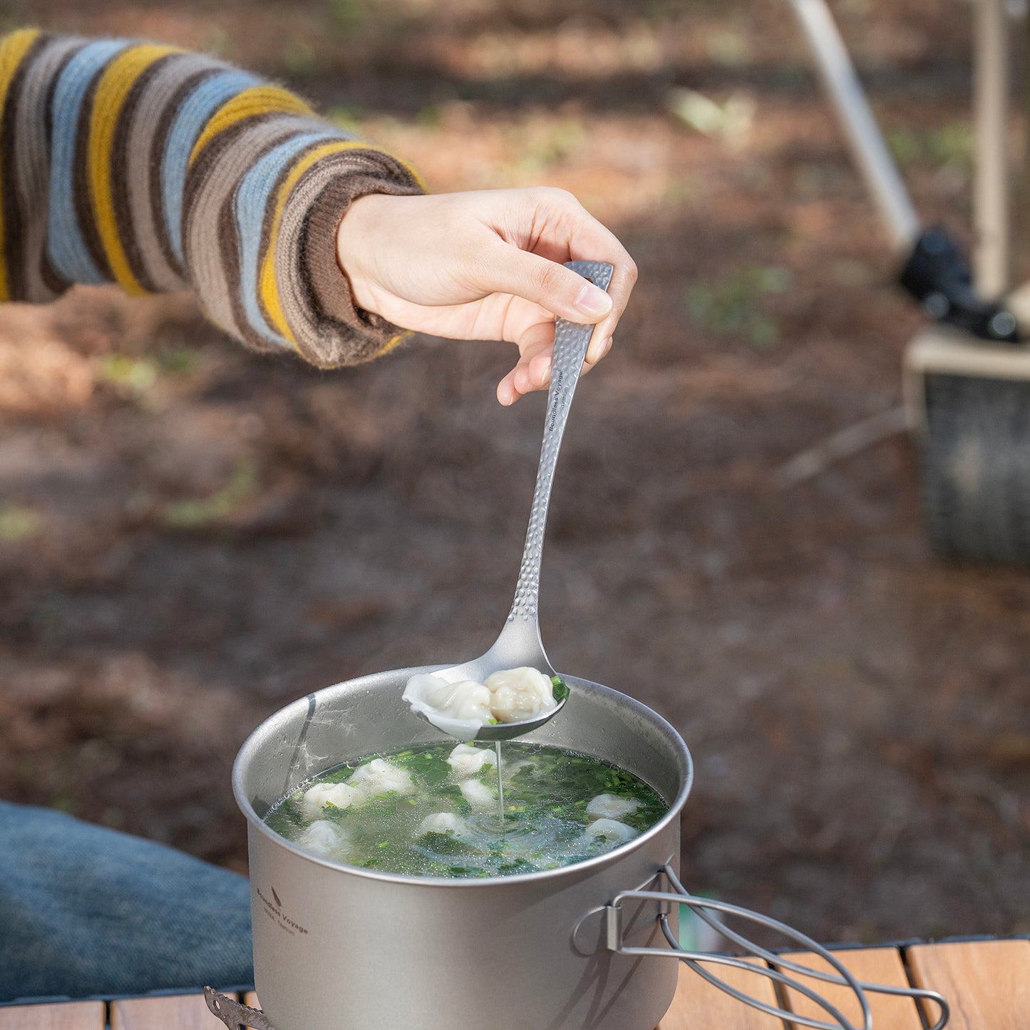 Boundless Voyage Titanium Skimmer Spoon – Ultralight Camping Slotted Spoon for Cooking, Frying & Outdoor Dining