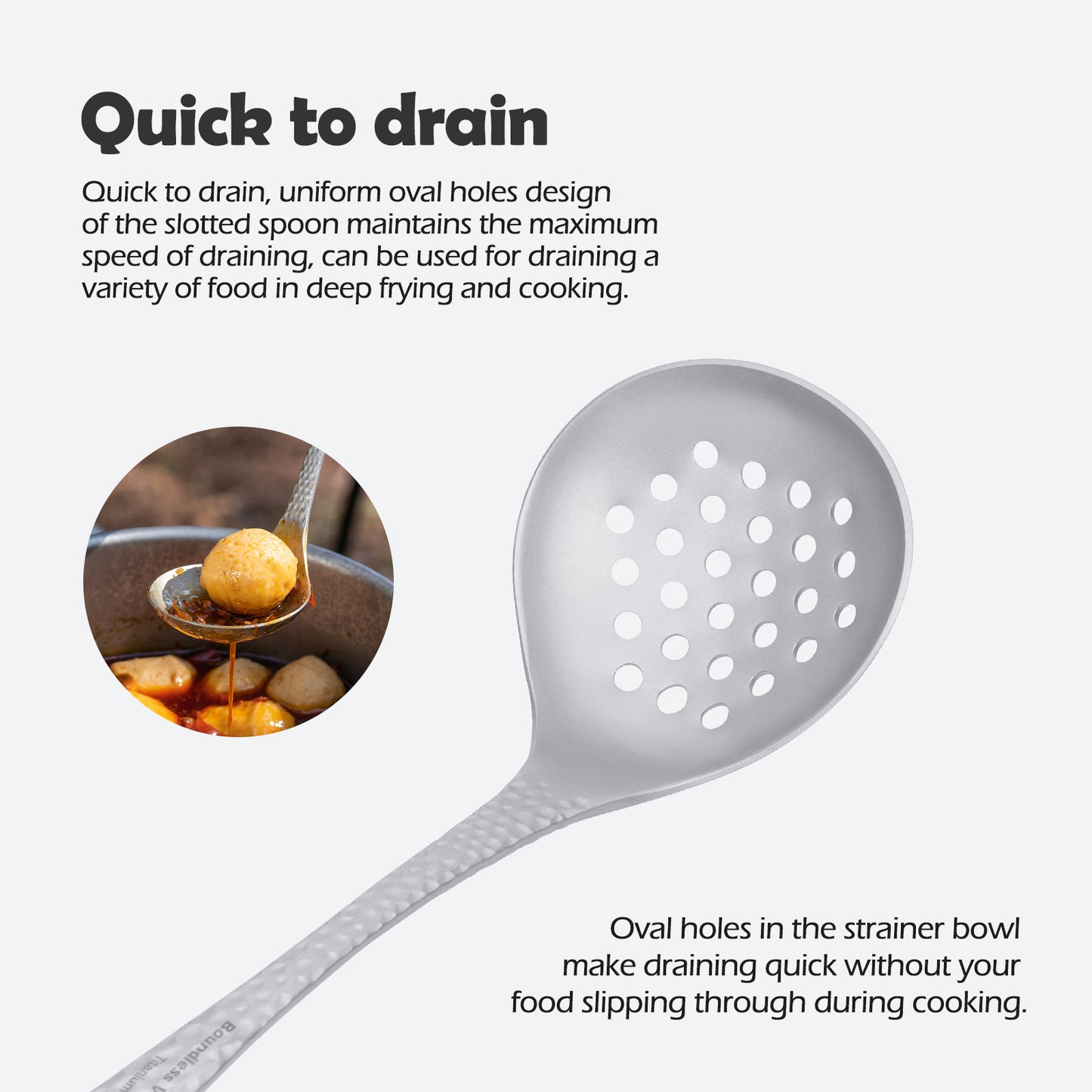 Boundless Voyage Titanium Skimmer Spoon – Ultralight Camping Slotted Spoon for Cooking, Frying & Outdoor Dining