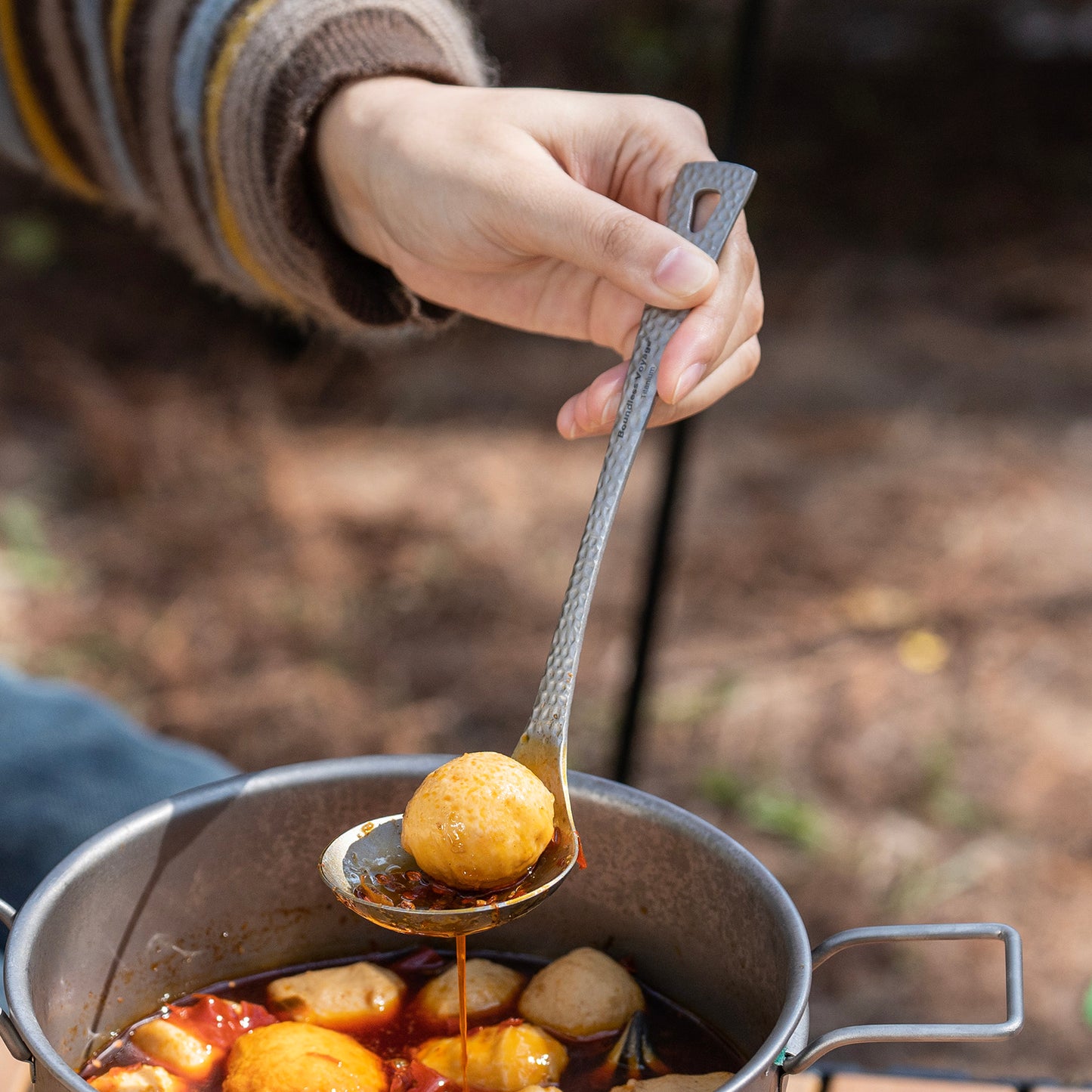 Boundless Voyage Titanium Skimmer Spoon – Ultralight Camping Slotted Spoon for Cooking, Frying & Outdoor Dining