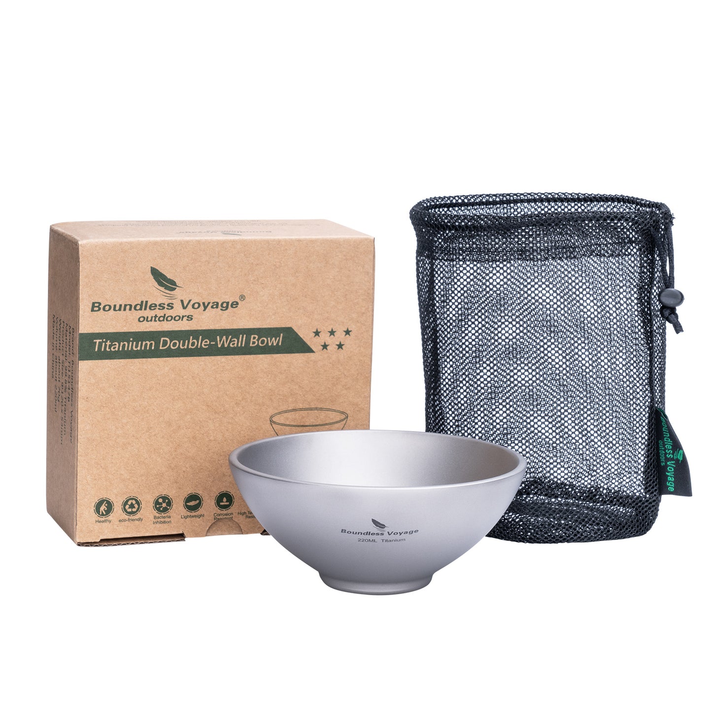 Boundless Voyage 220ml Titanium Double-Wall Bowl – Insulated Camping Soup & Snack Bowl for Adults, Kids & Outdoor Dining