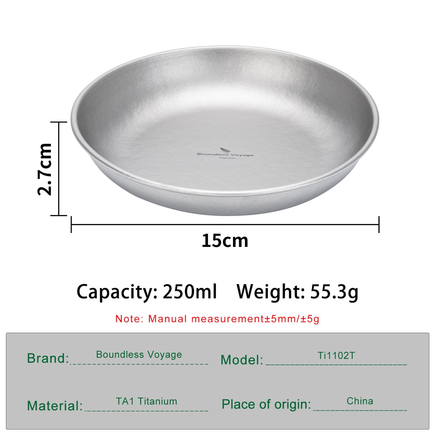 Boundless Voyage Titanium Pan 250ml – Ultralight Camping Frying Pan & Outdoor Cooking Dish for Hiking & Travel