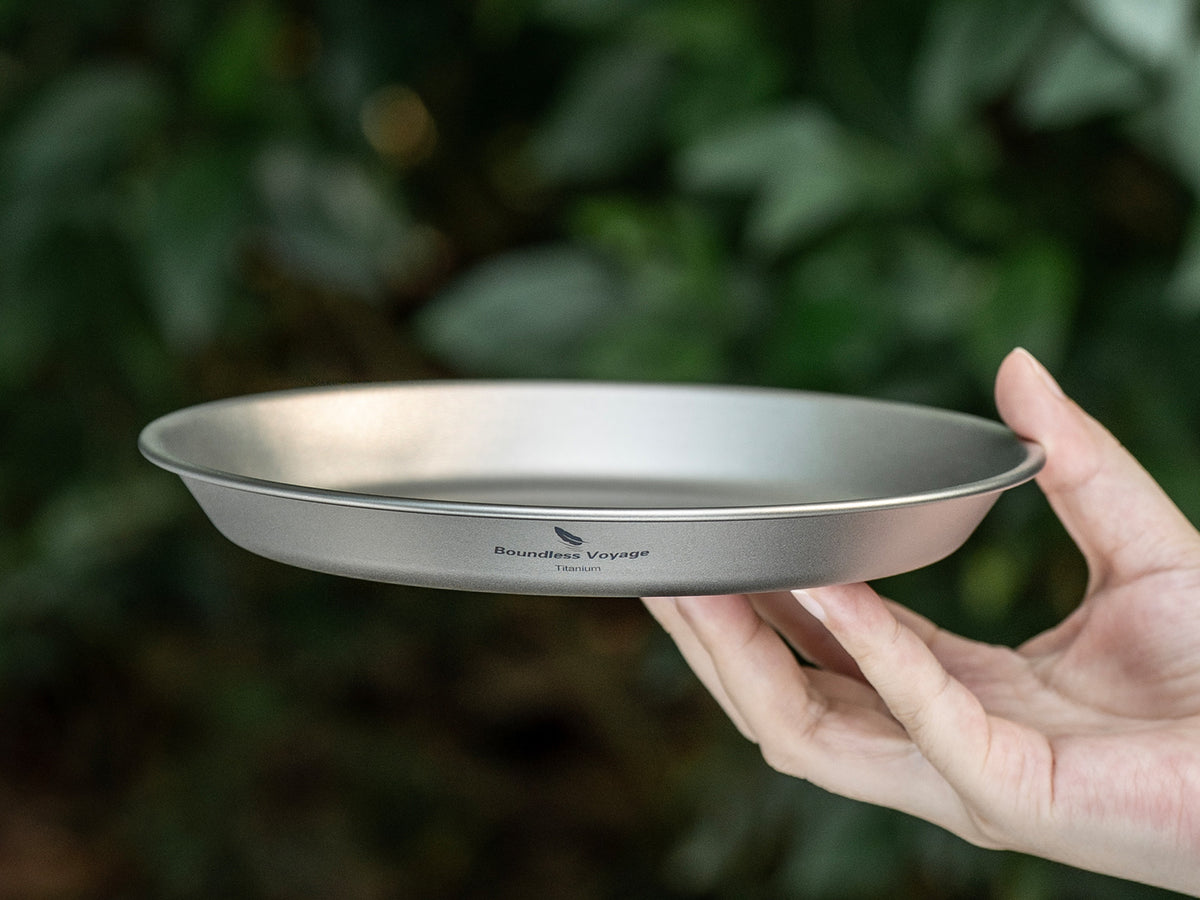 Boundless Voyage 300ml Titanium Camping Bowl & Plate – Ultralight TA1 Pure Titanium Shallow Dish for Backpacking, Hiking & Outdoor Dining
