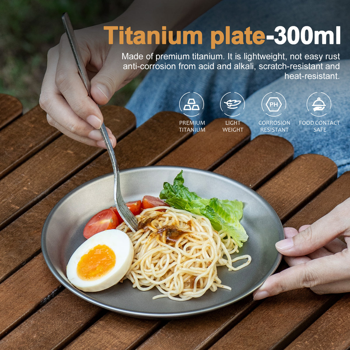 Boundless Voyage 300ml Titanium Camping Bowl & Plate – Ultralight TA1 Pure Titanium Shallow Dish for Backpacking, Hiking & Outdoor Dining