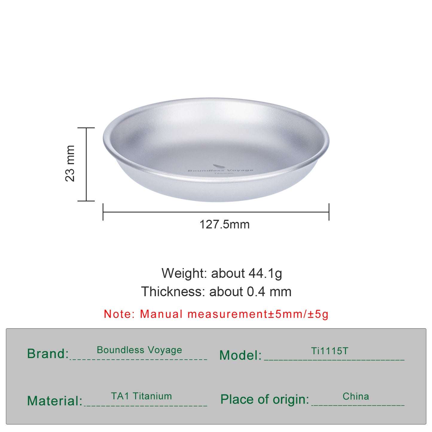 Boundless Voyage Titanium Camping Plate – Ultralight Durable Dinnerware for Outdoor Cooking, Home Use & Travel