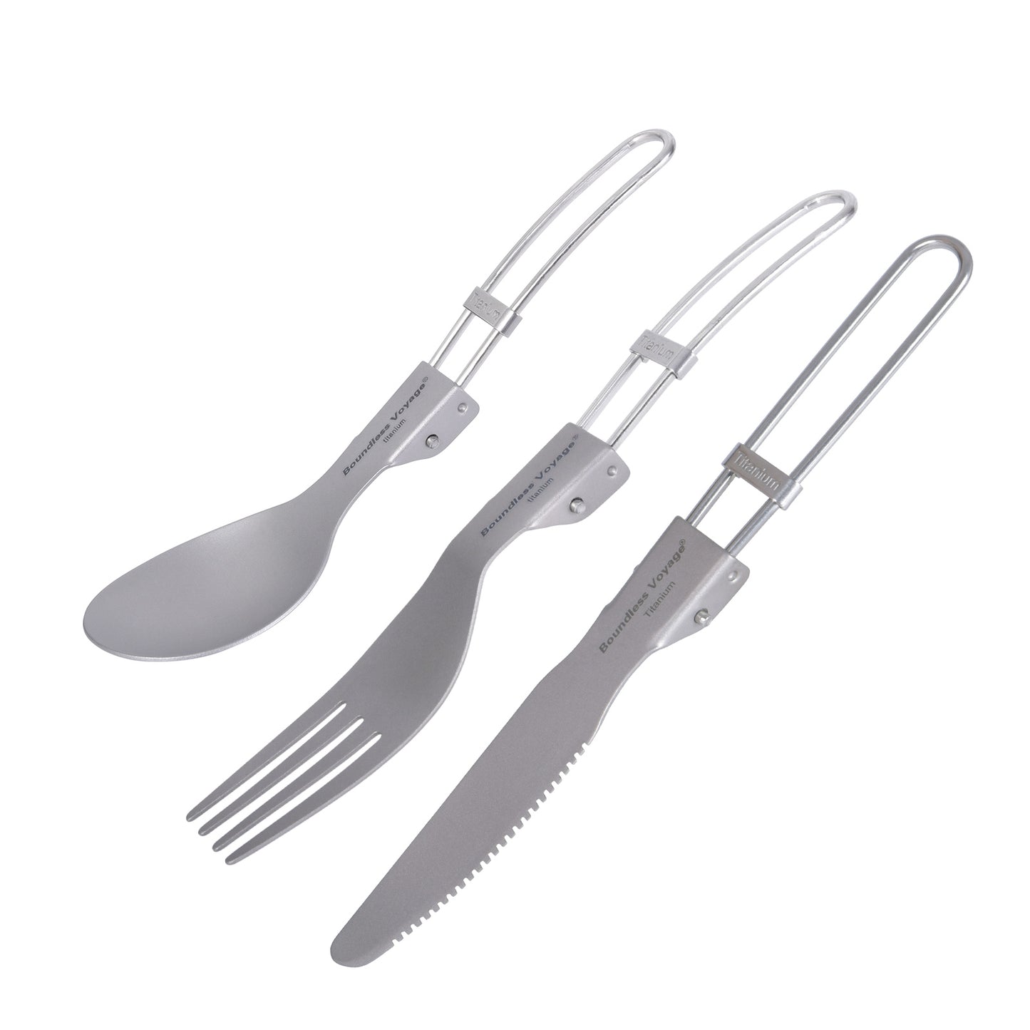 Boundless Voyage Titanium Cutlery Set spoon+fork+knife With Folding Handle For Outdoor Camping Home Lightweight