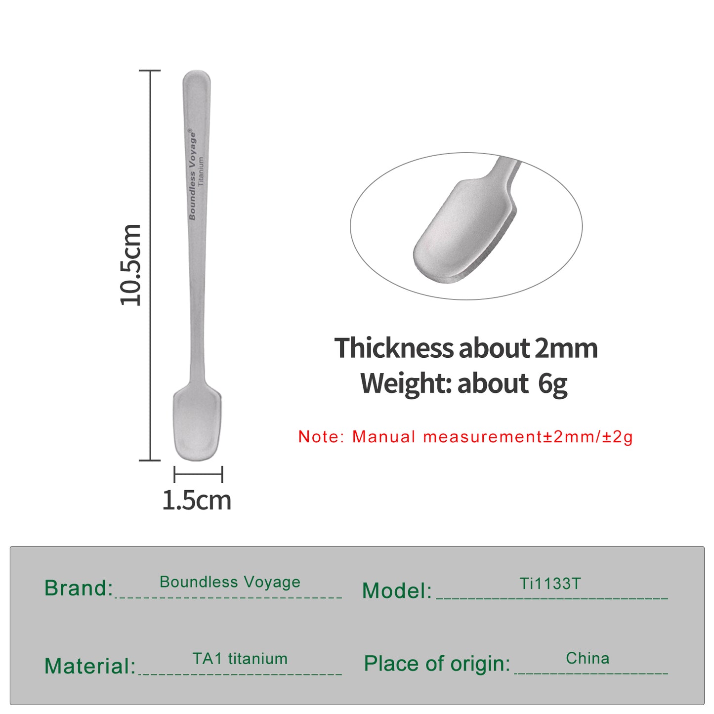 Boundless Voyage  Titanium Mini Coffee Spoon – Ultralight Reusable Espresso & Dessert Spoon for Home, Office, Travel & Camping 5PCS