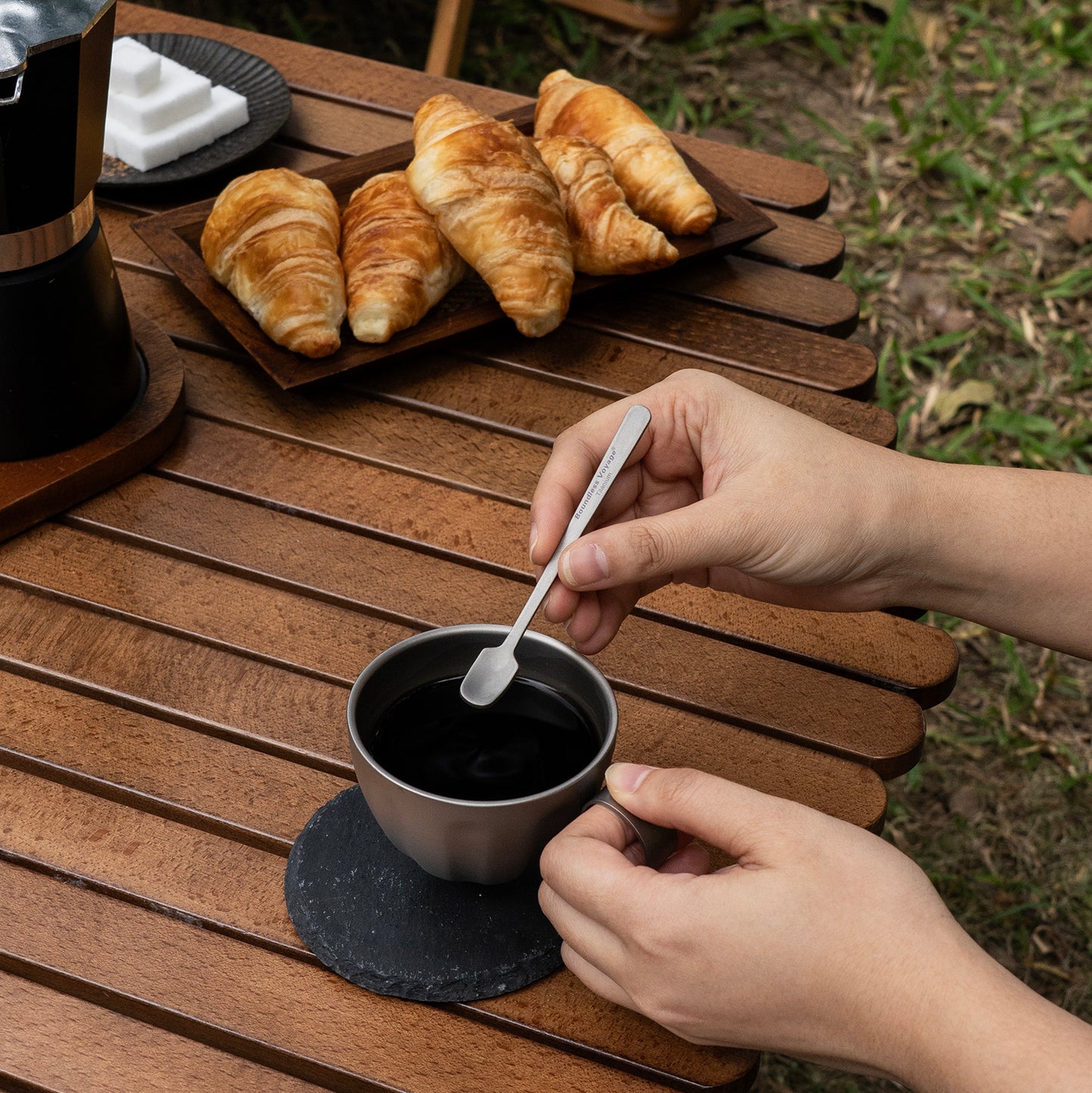 Boundless Voyage  Titanium Mini Coffee Spoon – Ultralight Reusable Espresso & Dessert Spoon for Home, Office, Travel & Camping 5PCS