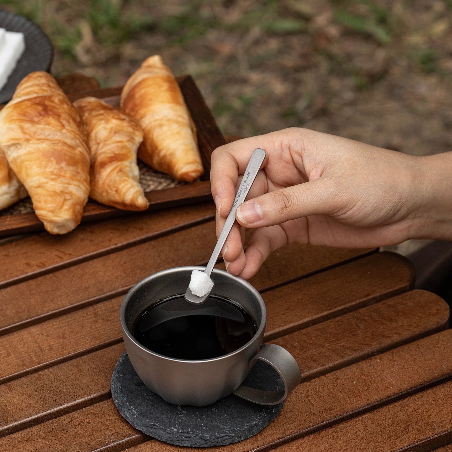 Boundless Voyage  Titanium Mini Coffee Spoon – Ultralight Reusable Espresso & Dessert Spoon for Home, Office, Travel & Camping 5PCS