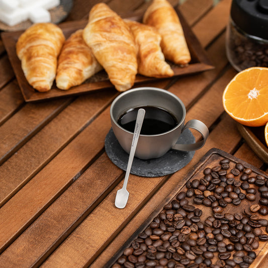 Boundless Voyage  Titanium Mini Coffee Spoon – Ultralight Reusable Espresso & Dessert Spoon for Home, Office, Travel & Camping 5PCS