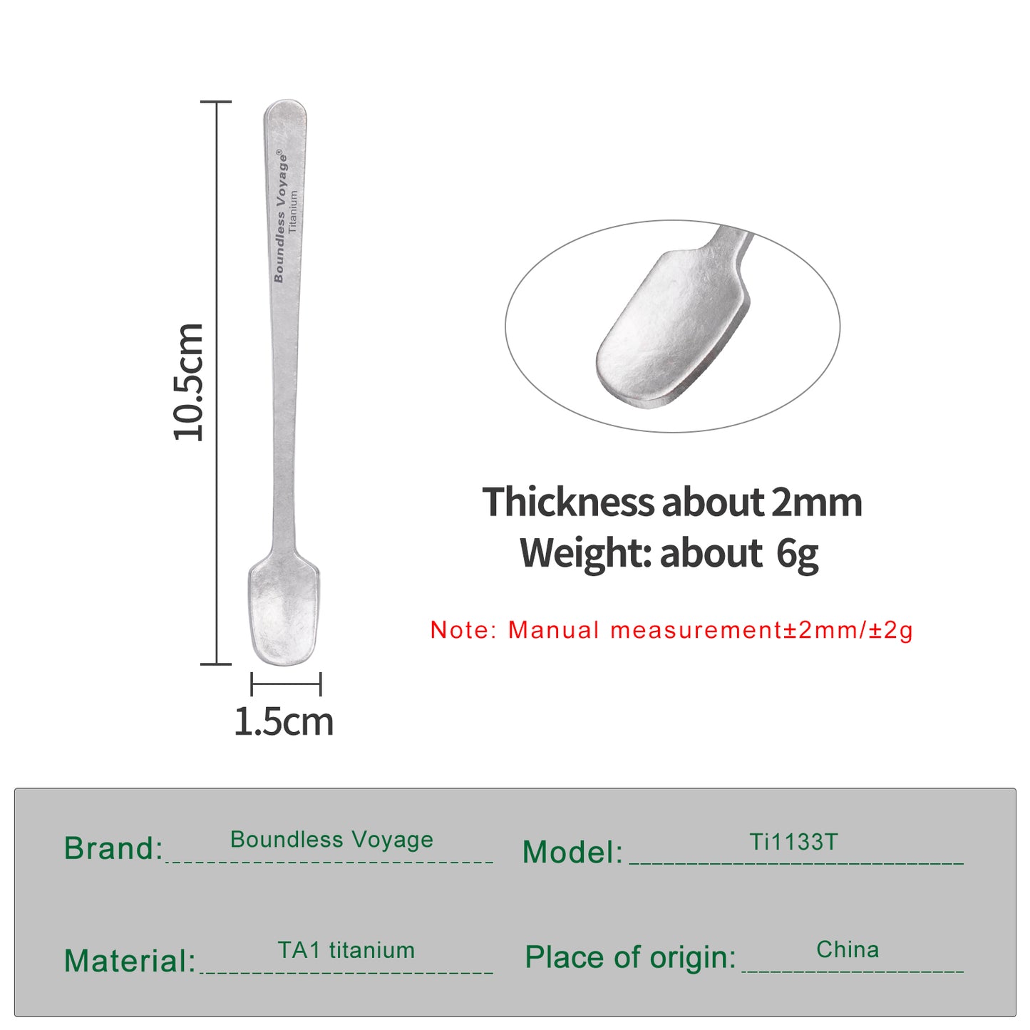 Boundless Voyage  Titanium Mini Coffee Spoon – Ultralight Reusable Espresso & Dessert Spoon for Home, Office, Travel & Camping 5PCS