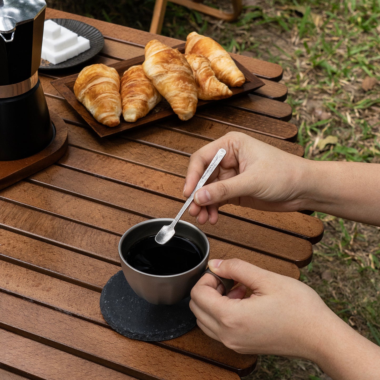 Boundless Voyage  Titanium Mini Coffee Spoon – Ultralight Reusable Espresso & Dessert Spoon for Home, Office, Travel & Camping 5PCS