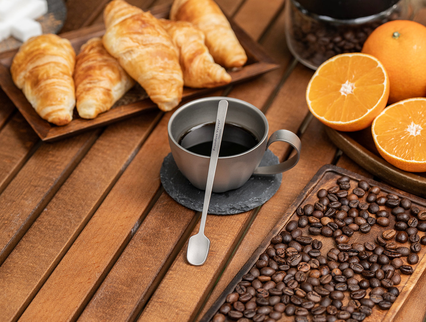 Boundless Voyage TA1 Titanium Mini Coffee Spoon – Ultralight Reusable Espresso & Dessert Spoon for Home, Office, Travel & Camping