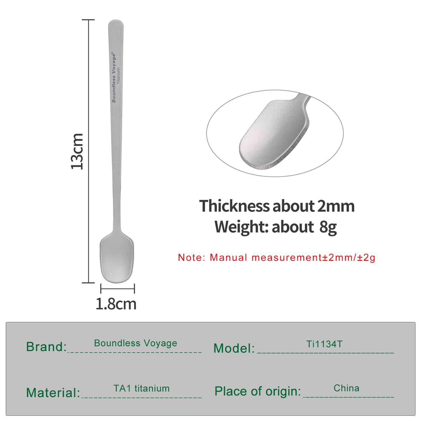 Boundless Voyage TA1 Titanium Mini Coffee Spoon – Ultralight Reusable Espresso & Dessert Spoon for Home, Office, Travel & Camping