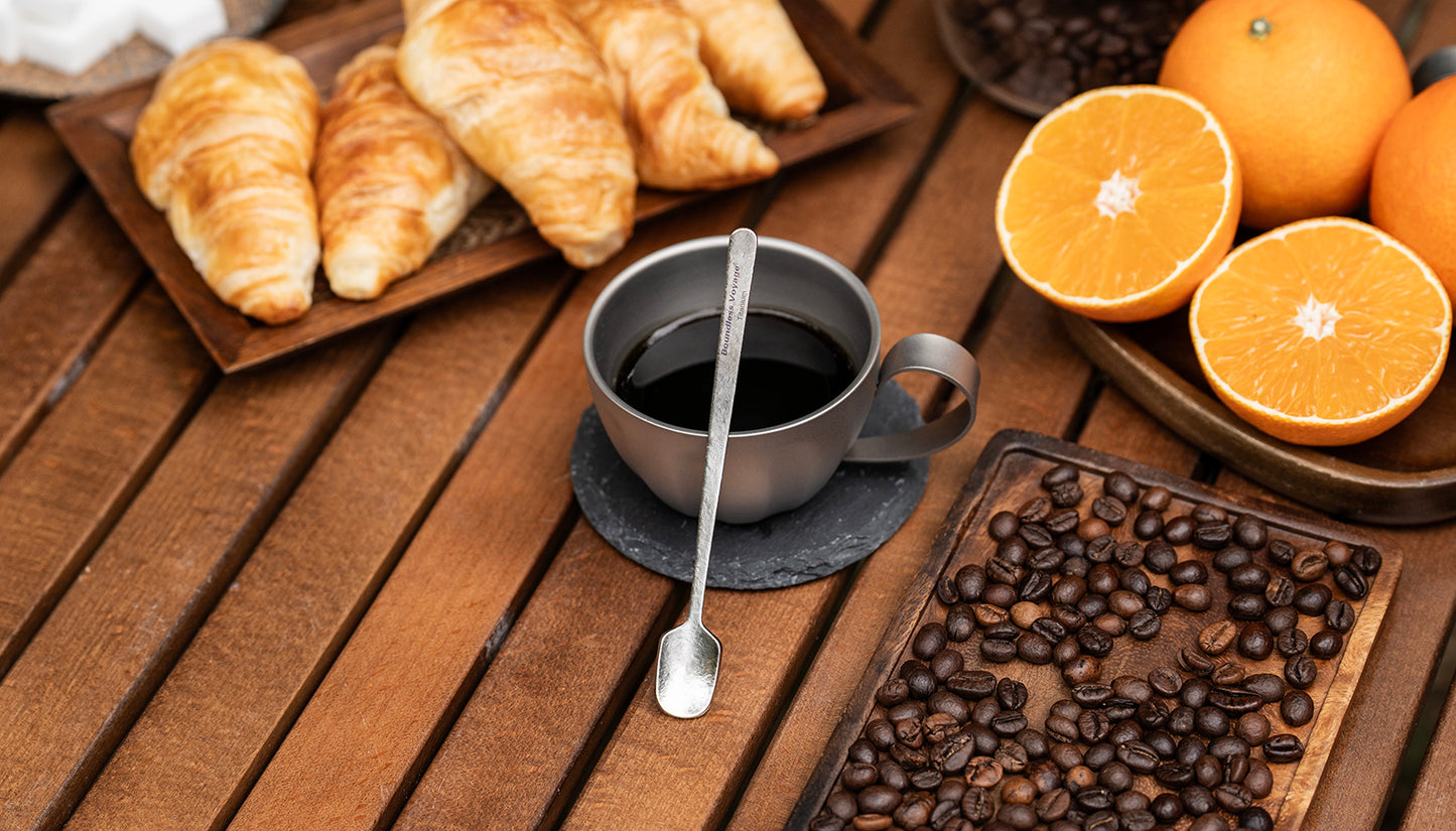 Boundless Voyage TA1 Titanium Mini Coffee Spoon – Ultralight Reusable Espresso & Dessert Spoon for Home, Office, Travel & Camping