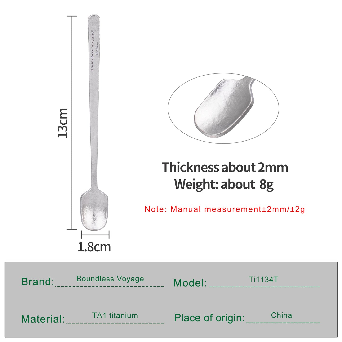 Boundless Voyage TA1 Titanium Mini Coffee Spoon – Ultralight Reusable Espresso & Dessert Spoon for Home, Office, Travel & Camping