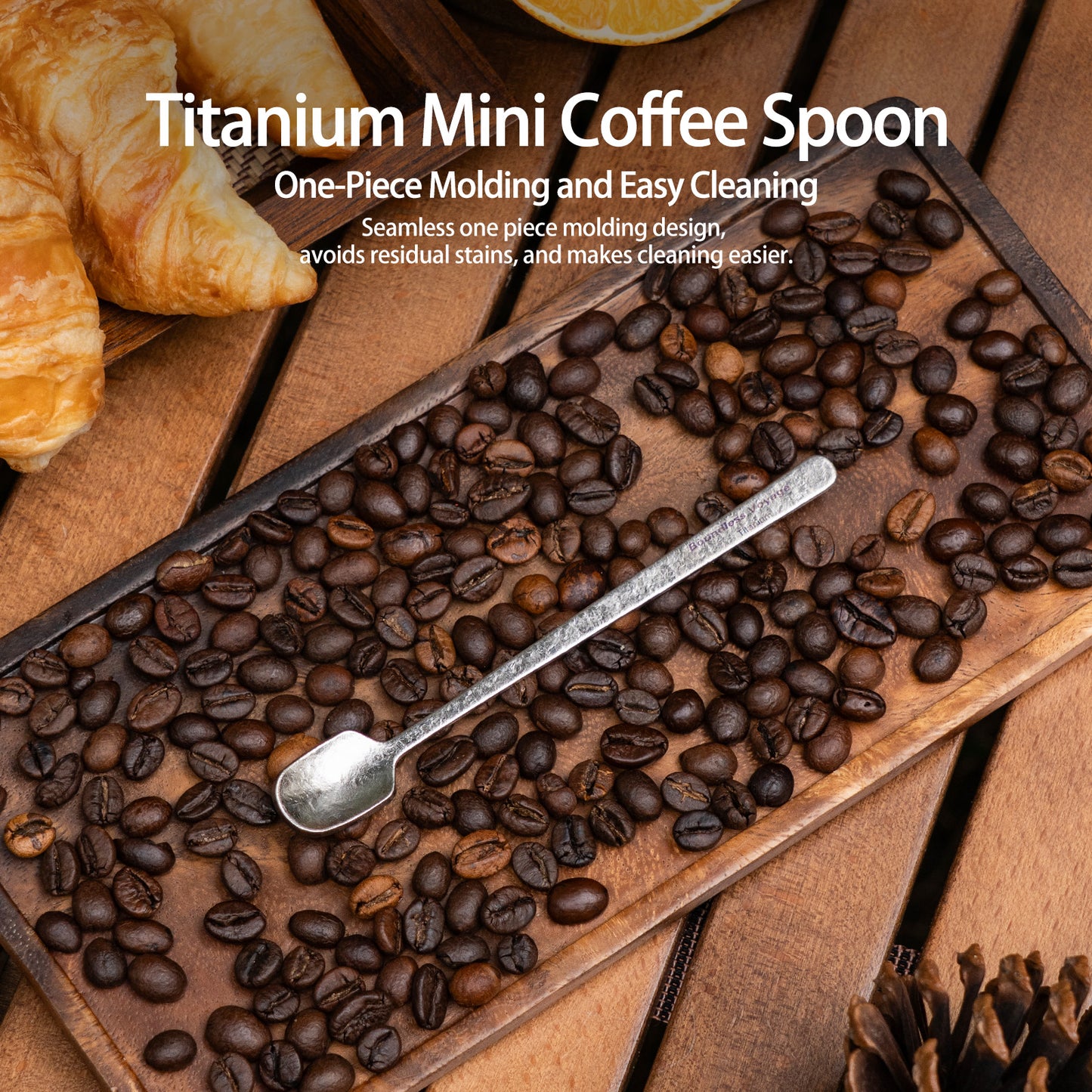 Boundless Voyage TA1 Titanium Mini Coffee Spoon – Ultralight Reusable Espresso & Dessert Spoon for Home, Office, Travel & Camping