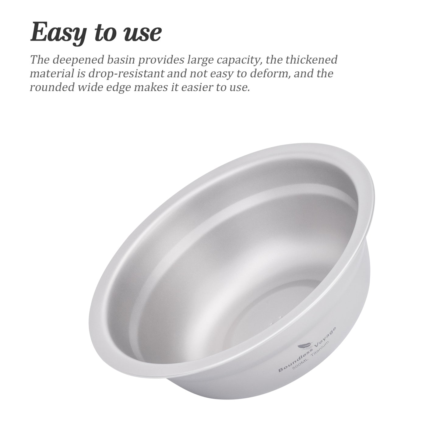 Boundless Voyage 500ml Titanium Bowl – Ultralight Camping Rice, Soup & Salad Bowl for Hiking, Travel & Outdoor Dining