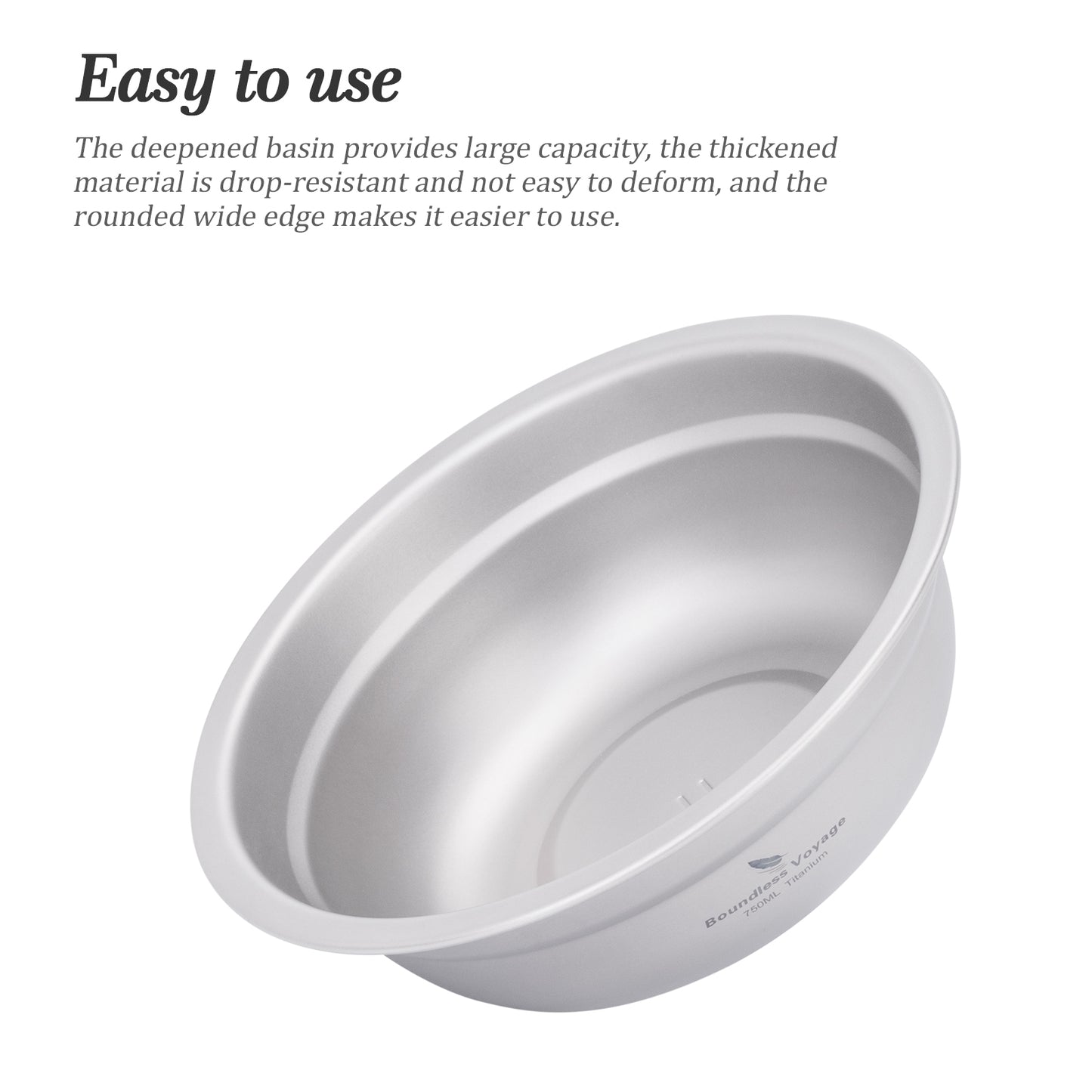 Boundless Voyage 750ml Titanium Bowl – Ultralight Camping Rice, Soup & Salad Bowl for Hiking, Travel & Outdoor Dining