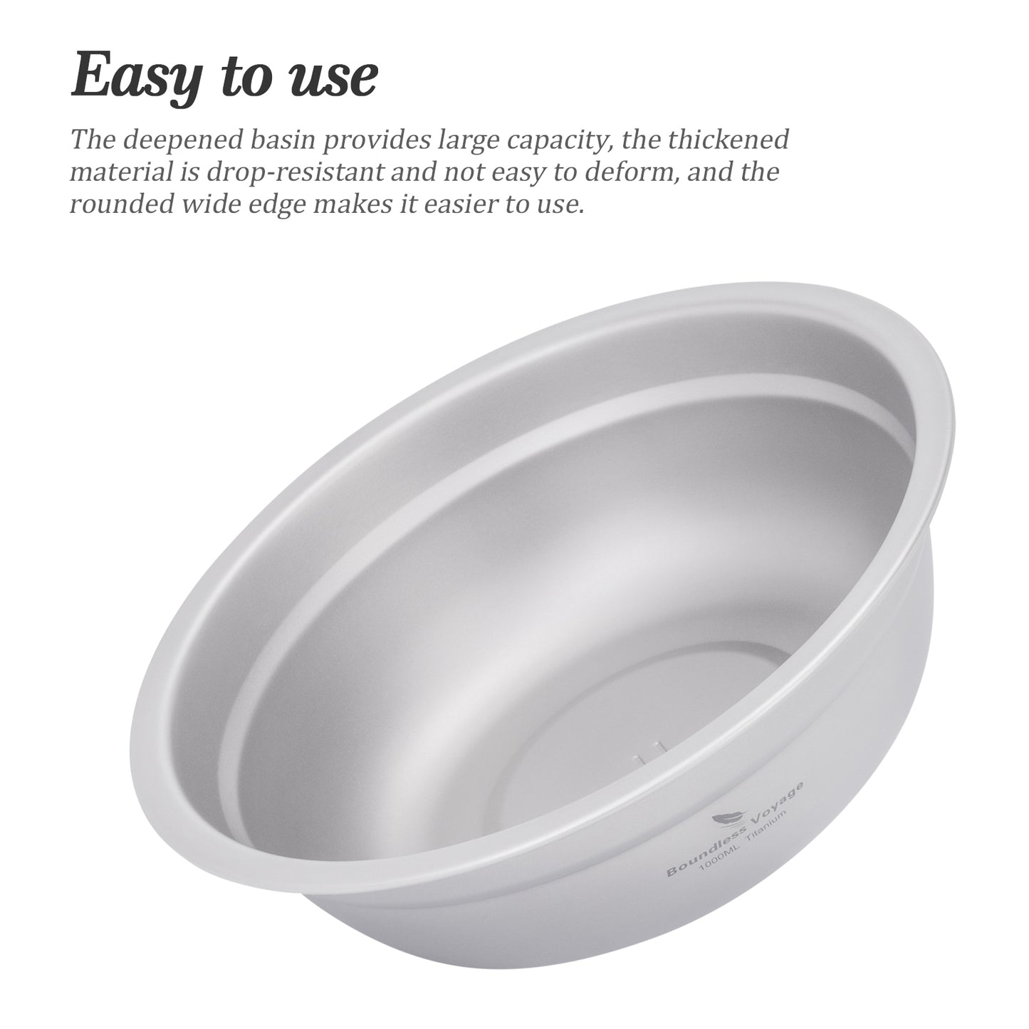 Boundless Voyage Titanium Bowl Rice Soup Salad Serving Bowl Ultralight Outdoor Camping Travel Durable Portable Tableware 1000ML