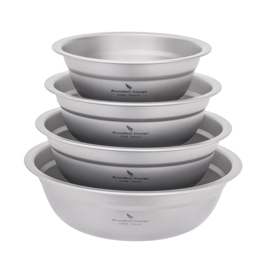 Boundless Voyage Titanium Bowl Rice Soup Salad Serving Bowl Ultralight Outdoor Camping Travel Durable Portable Tableware Set  500ML/750ML/1000ML