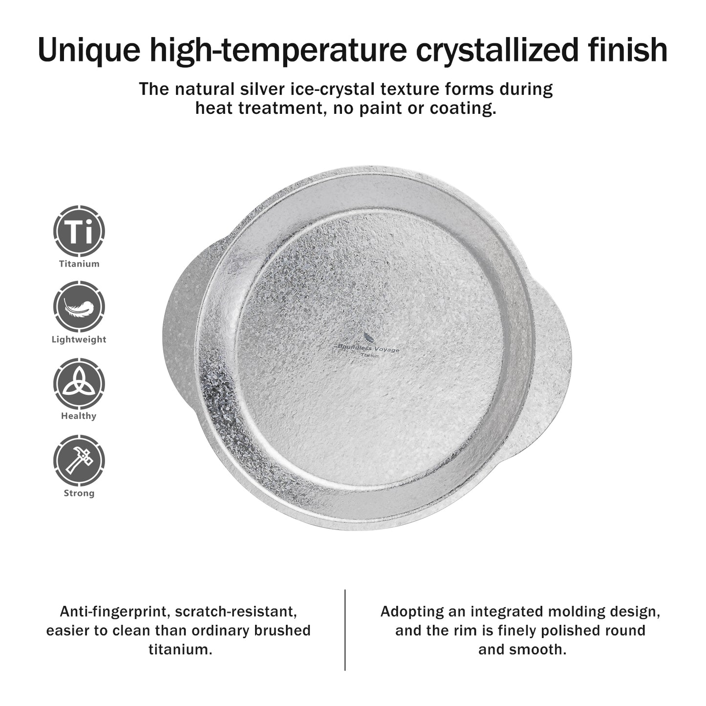 Boundless Voyage 23.2cm Titanium Camping Plate with Handles – Ultralight Stackable Dinner Plate for Outdoor, Picnic & Travel