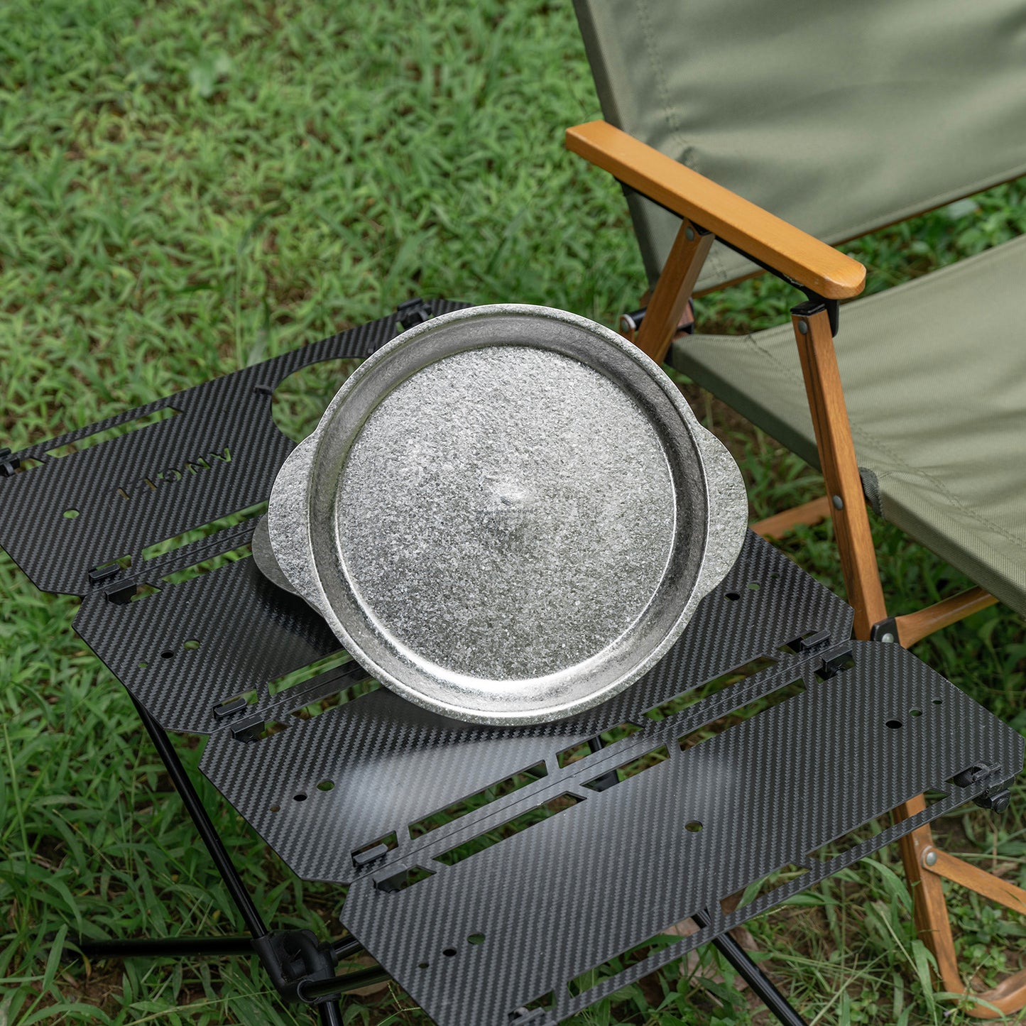 Boundless Voyage 27.3cm Titanium Camping Plate with Handles – Lightweight Stackable Dinner & Serving Plate for Outdoor, Picnic & Travel