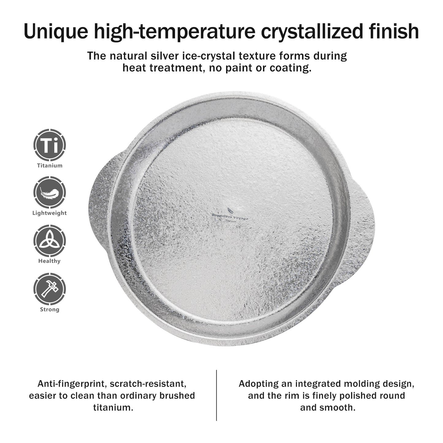 Boundless Voyage 27.3cm Titanium Camping Plate with Handles – Lightweight Stackable Dinner & Serving Plate for Outdoor, Picnic & Travel