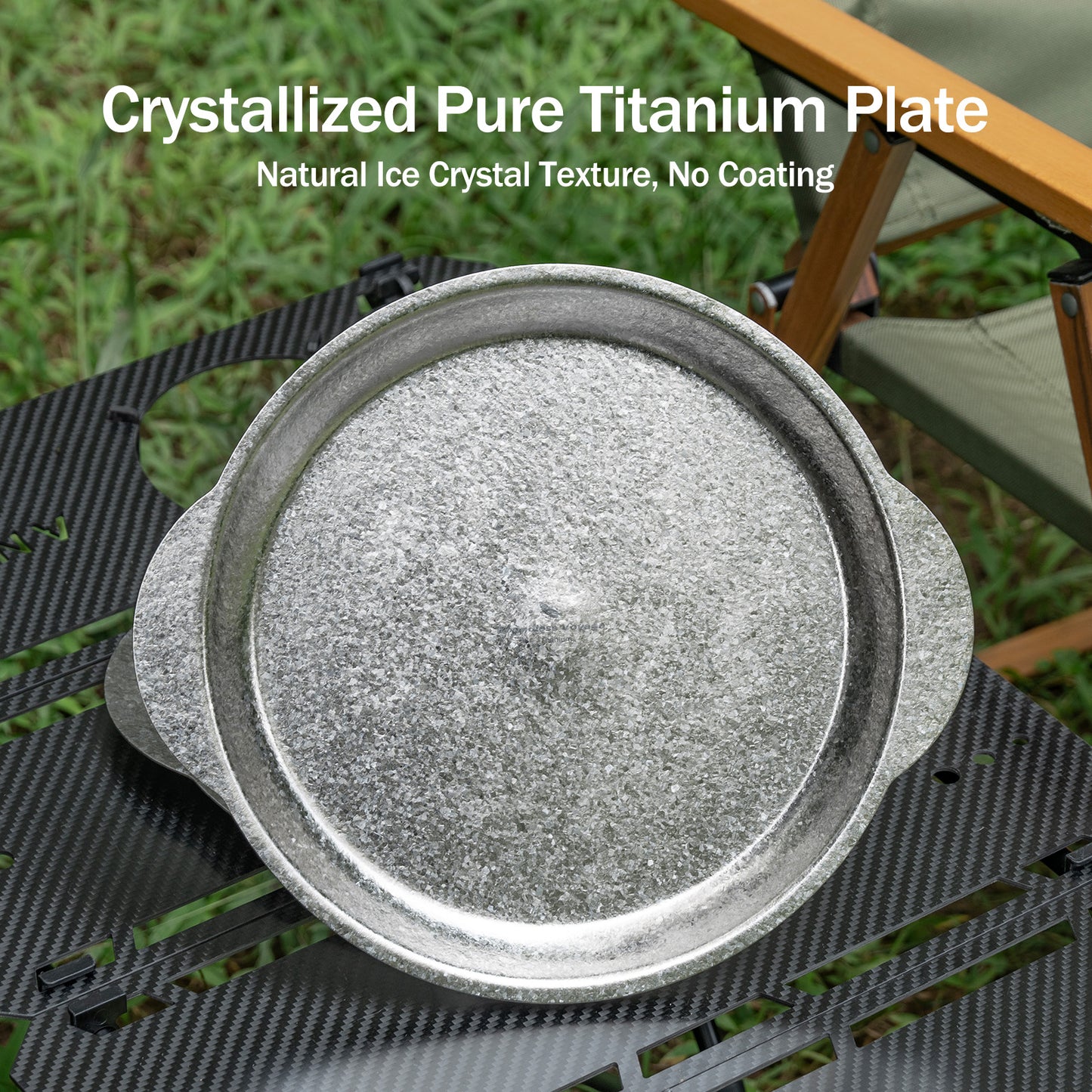 Boundless Voyage 27.3cm Titanium Camping Plate with Handles – Lightweight Stackable Dinner & Serving Plate for Outdoor, Picnic & Travel