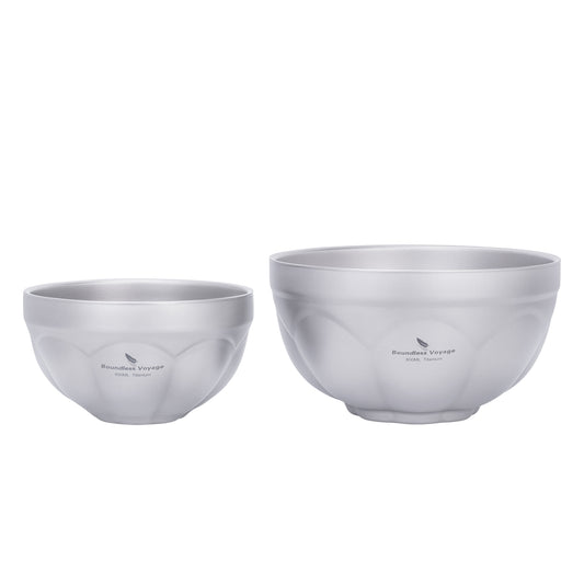 Boundless Voyage Titanium Double-Wall Bowl Set – 500ml & 800ml Insulated Camping Bowls for Soup, Oatmeal & Outdoor Dining