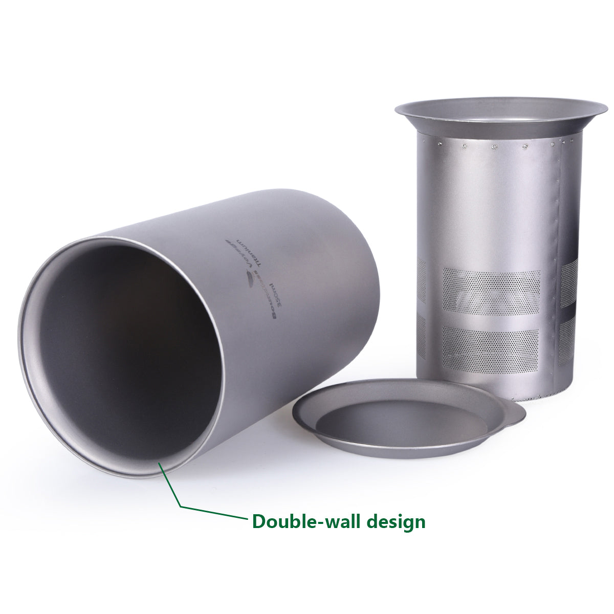 Boundless Voyage Titanium Double-wall Cup with Filter Outdoor Camping Portable Coffee Tea Mug Set 350ml