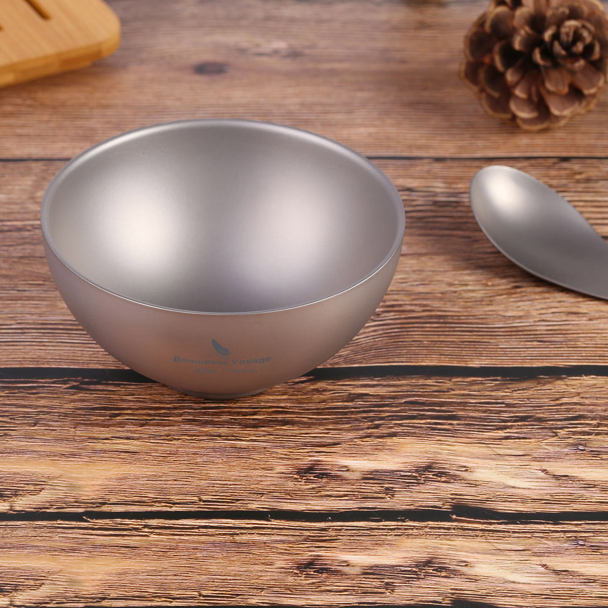 Boundless Voyage Titanium Double-Wall Bowl  260ml Outdoor Camping Tableware Lightweight