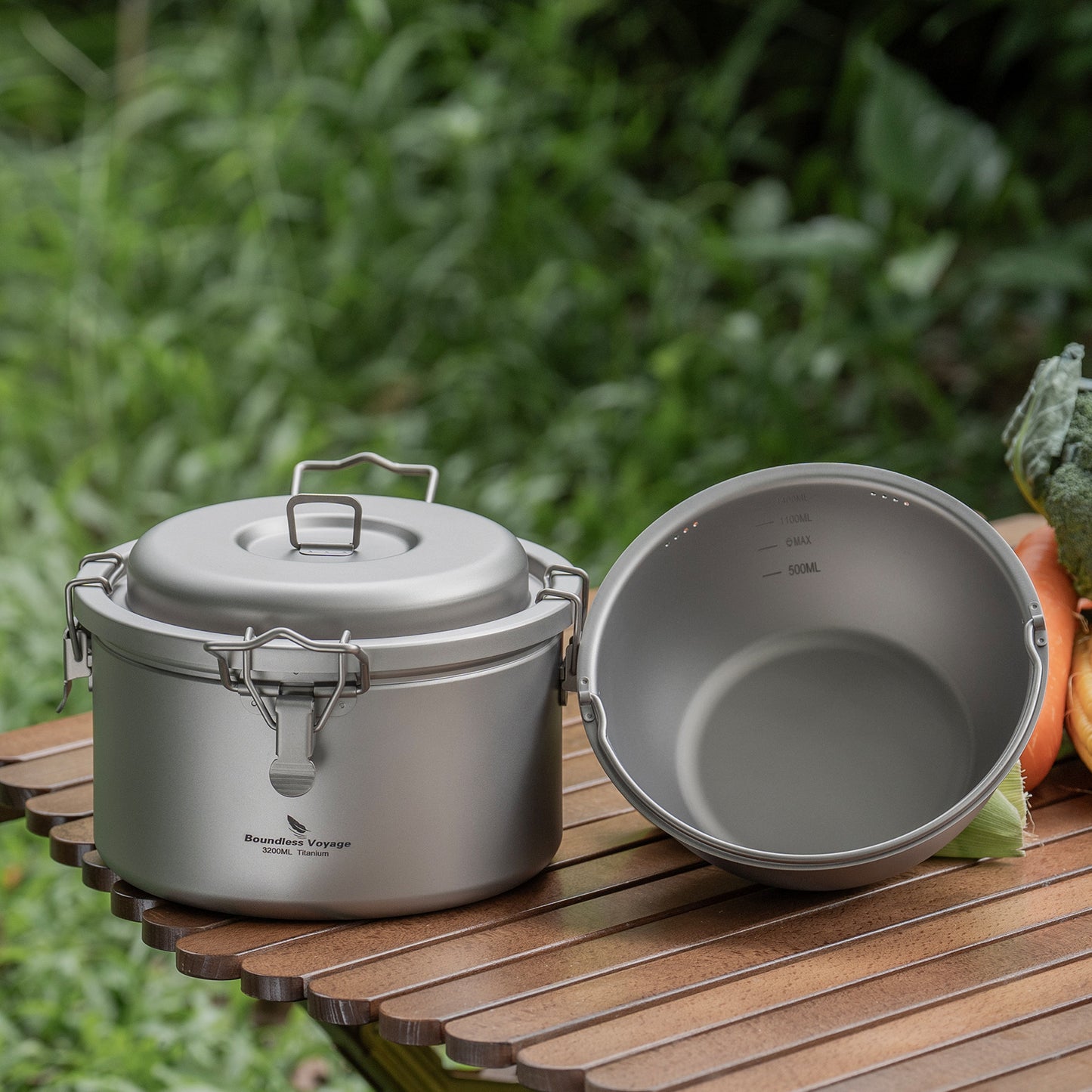 Boundless Voyage 3.2L Titanium Rice Cooker Set – Ultralight Camping Pot with Non-Porous Inner Liner for Outdoor Cooking