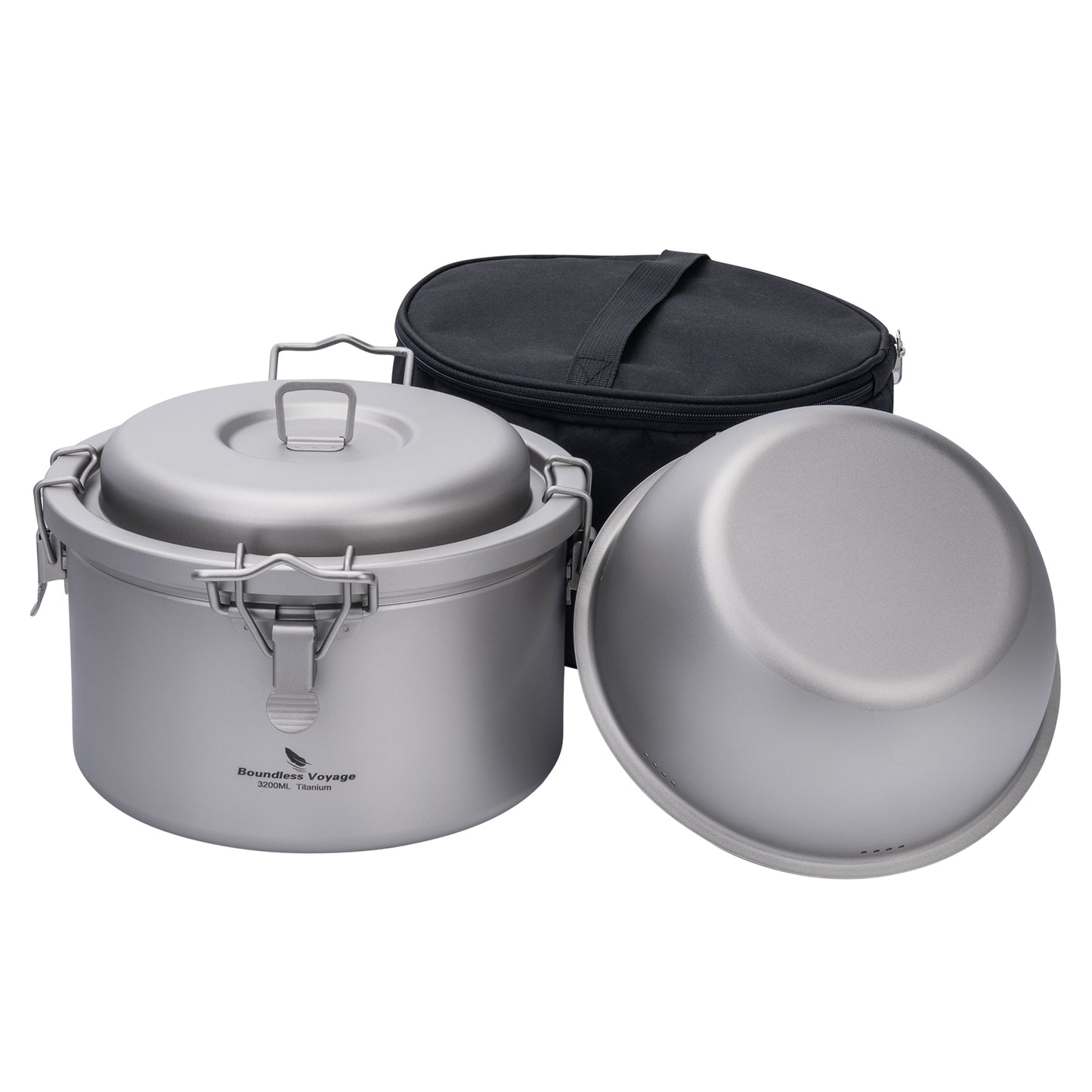 Boundless Voyage 3.2L Titanium Rice Cooker Set – Ultralight Camping Pot with Non-Porous Inner Liner for Outdoor Cooking