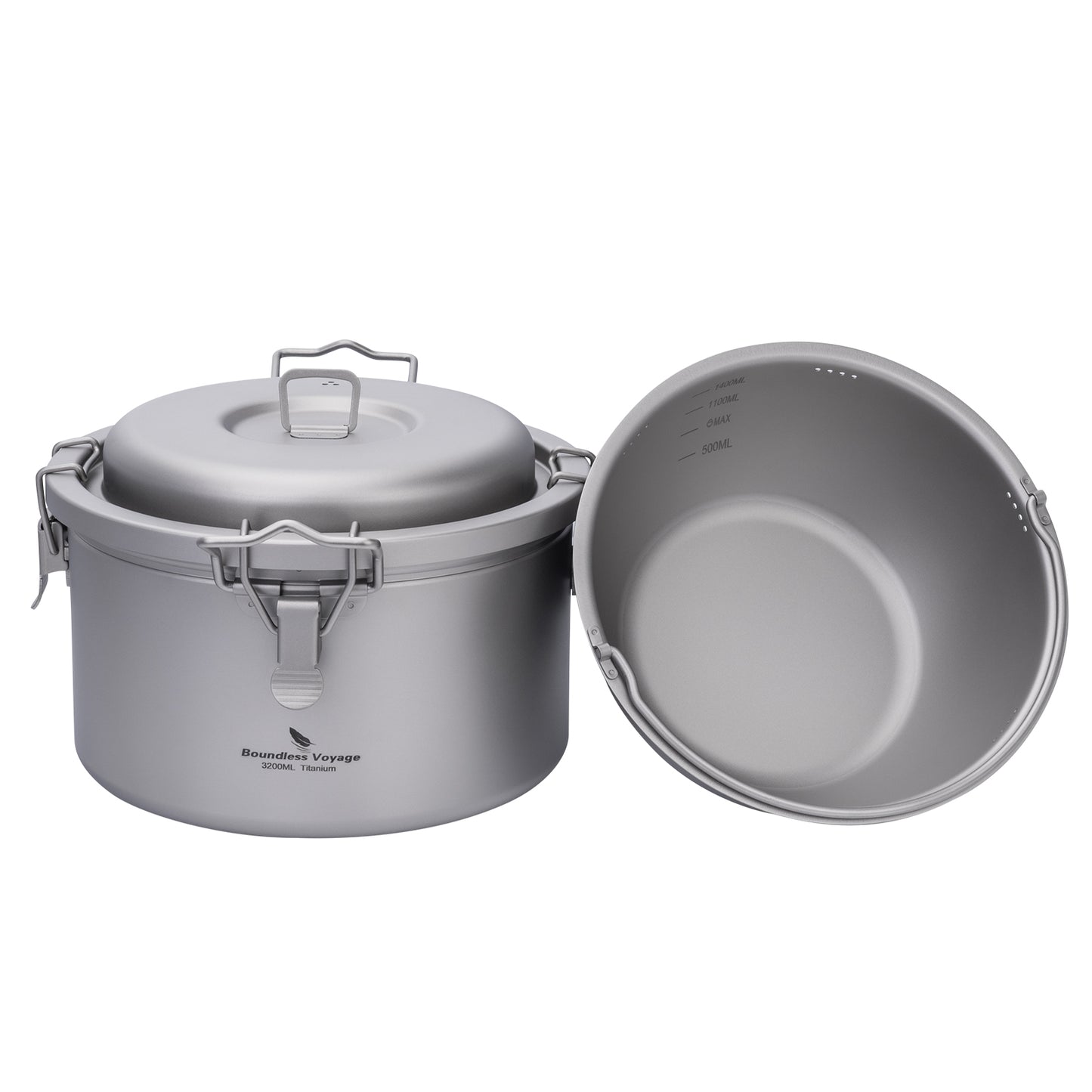 Boundless Voyage 3.2L Titanium Rice Cooker Set – Ultralight Camping Pot with Non-Porous Inner Liner for Outdoor Cooking