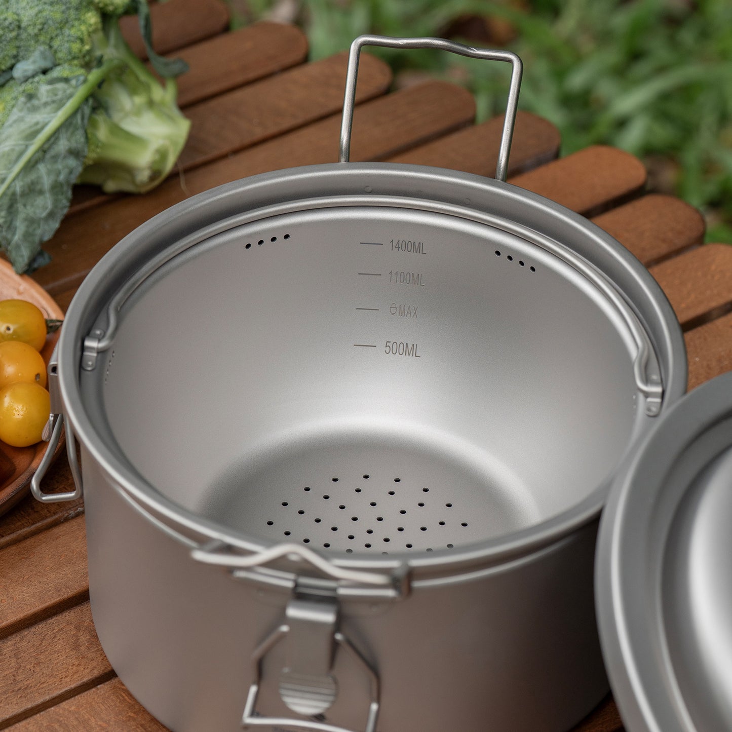 Boundless Voyage Titanium Camping Pot 3.2L  Ultralight Multifunctional Rice Cooker with Perforated Inner Liner for Hiking  Travel