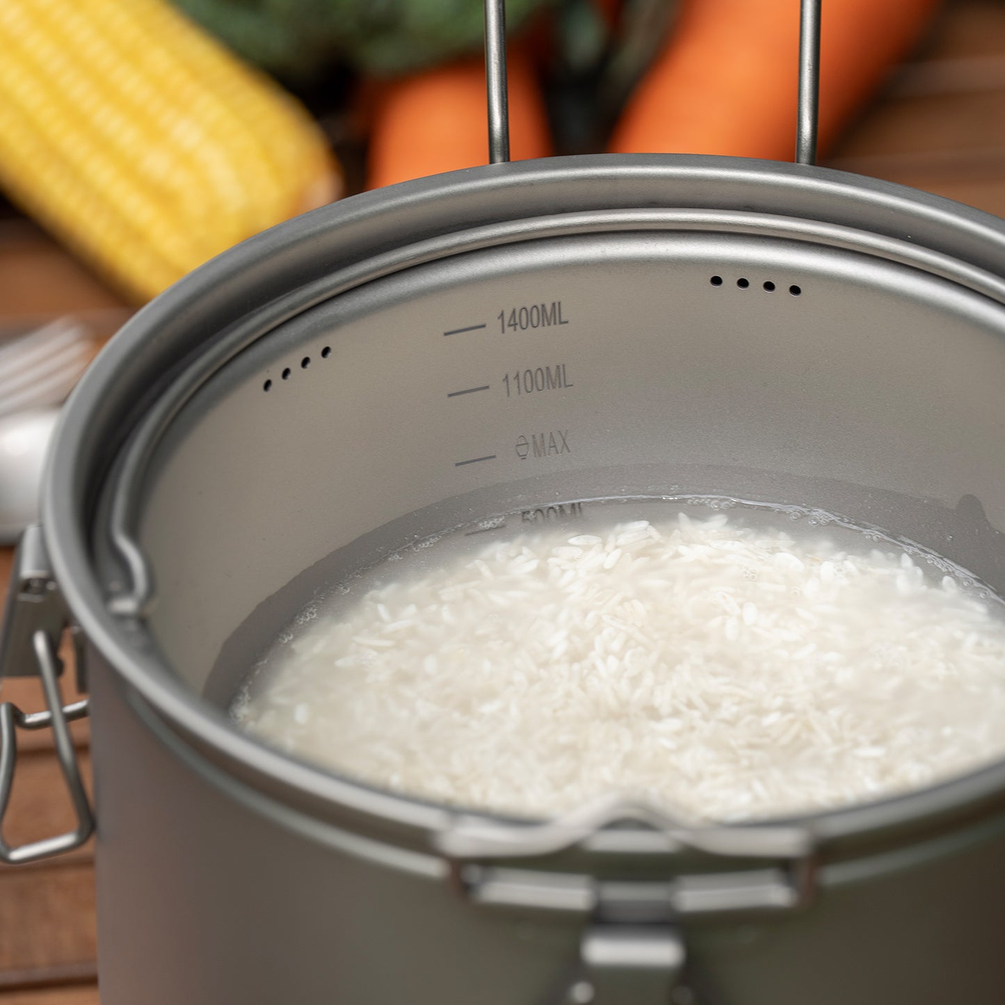 Boundless Voyage Titanium Camping Pot 3.2L  Ultralight Multifunctional Rice Cooker with Perforated Inner Liner for Hiking  Travel