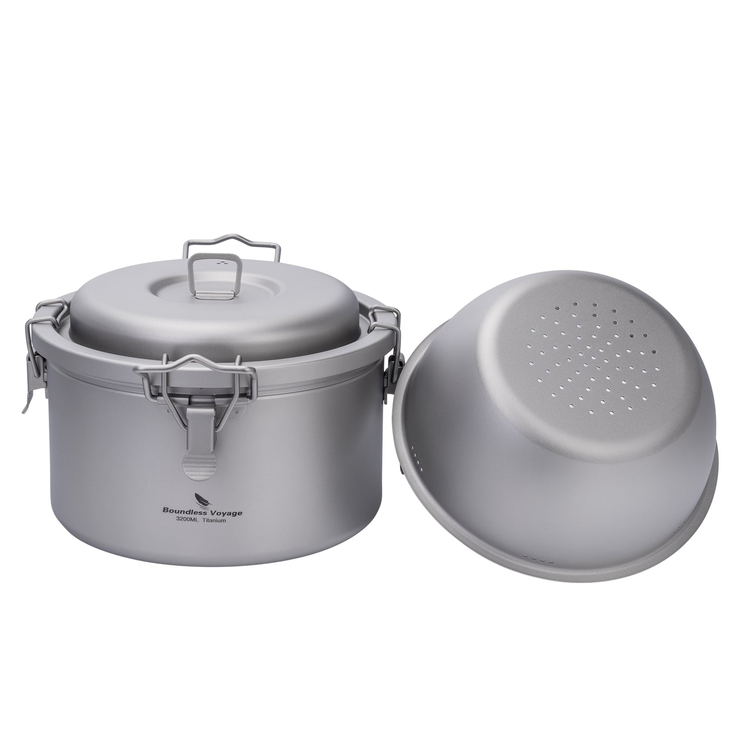 Boundless Voyage Titanium Camping Pot 3.2L  Ultralight Multifunctional Rice Cooker with Perforated Inner Liner for Hiking  Travel