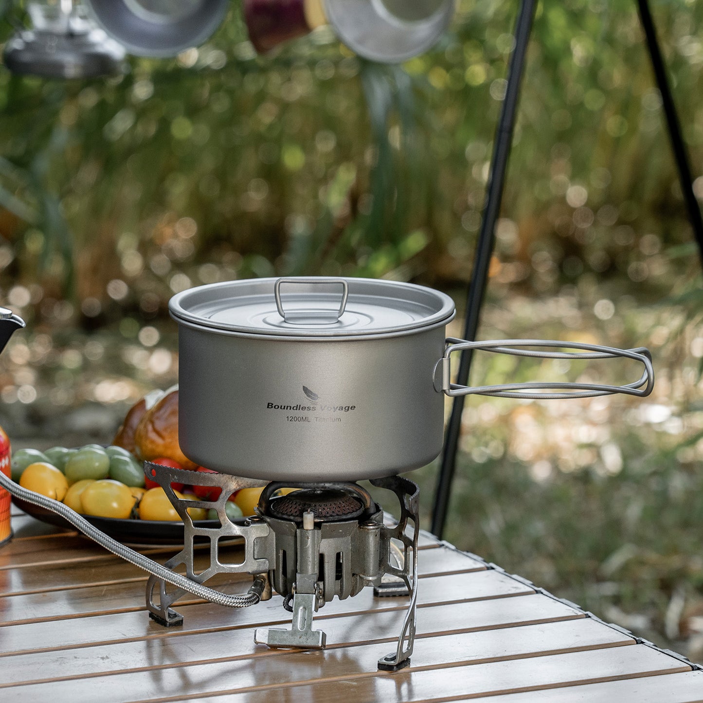 Boundless Voyage 1200ml TA1 Titanium Camping Pot – Ultralight Portable Cooking for Hiking, Trekking, Fishing & Mountaineering
