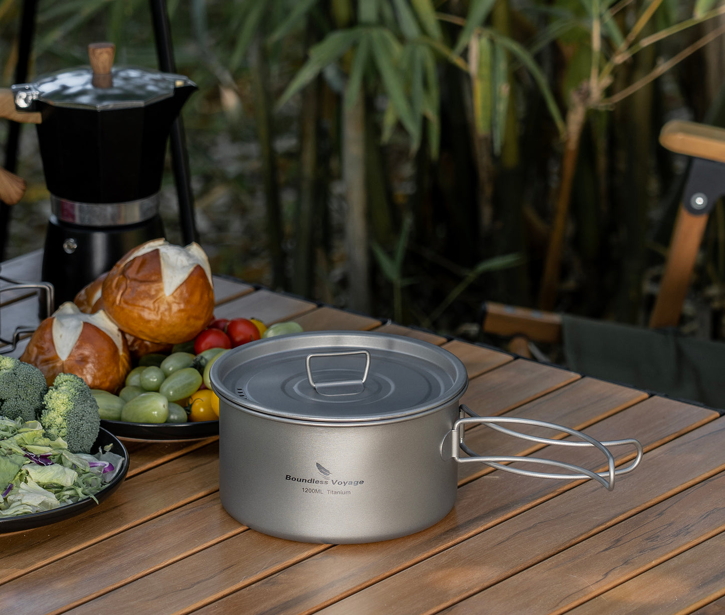Boundless Voyage 1200ml TA1 Titanium Camping Pot – Ultralight Portable Cooking for Hiking, Trekking, Fishing & Mountaineering