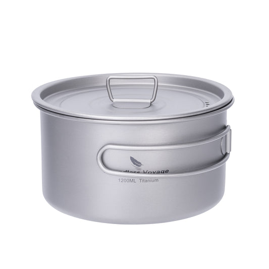 Boundless Voyage 1200ml TA1 Titanium Camping Pot – Ultralight Portable Cooking for Hiking, Trekking, Fishing & Mountaineering