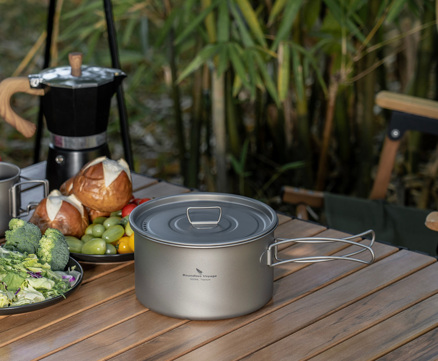 Boundless Voyage 1800ml Titanium Camping Pot – Ultralight Portable Cooking Pot for Outdoor Hiking, Backpacking & Bushcraft