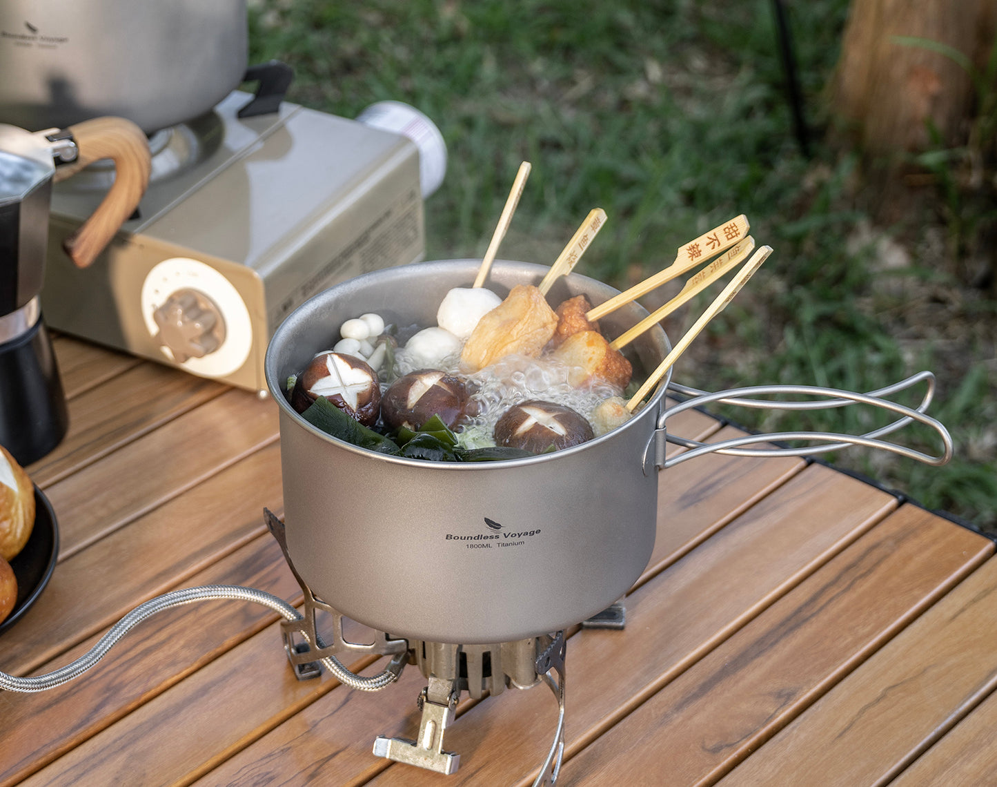 Boundless Voyage 1800ml Titanium Camping Pot – Ultralight Portable Cooking Pot for Outdoor Hiking, Backpacking & Bushcraft