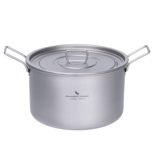 Boundless Voyage Lightweight 2400ml Titanium Pot Outdoor Portable Cooking Set hiking Backpacking Pot for Hiking Trekking Picnic Fishing Mountaineering