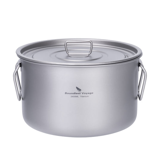 Boundless Voyage Lightweight 2400ml Titanium Pot Outdoor Portable Cooking Set hiking Backpacking Pot for Hiking Trekking Picnic Fishing Mountaineering
