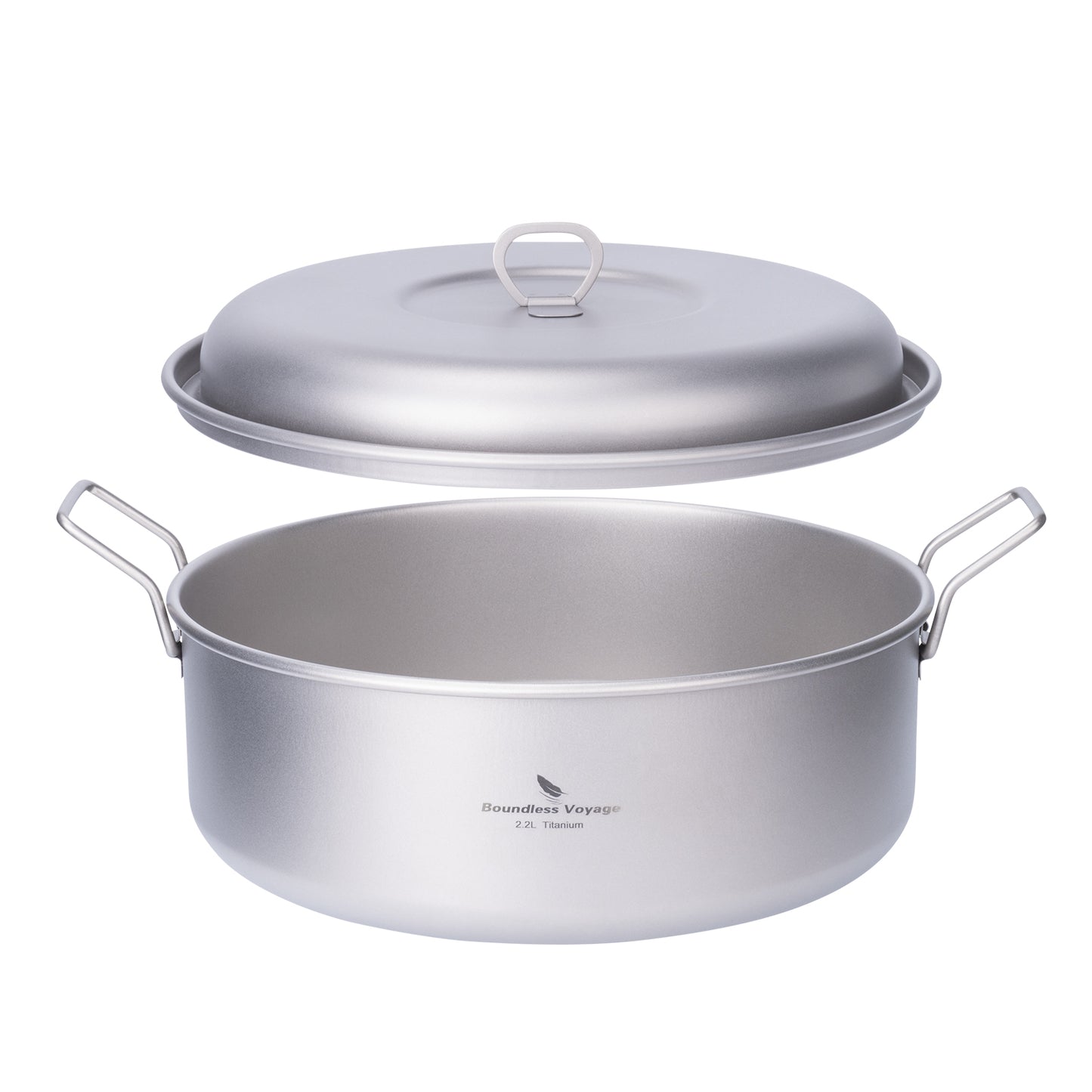 Boundless Voyage 2.2L Titanium Stock Pot with Lid – Ultralight Wide Camping Cooking Pot, TA1 Titanium Outdoor Cookware for Hiking, Picnic & Home Kitchen